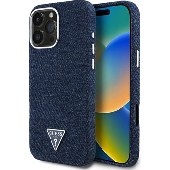 GUESS Калъф Guess Denim Triangle Logo MagSafe за iPhone 16 Pro Max - син