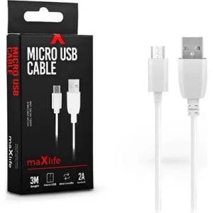 Maxlife TF-0077 3 м USB-microUSB бял кабел за данни и зареждане (TF-0077)