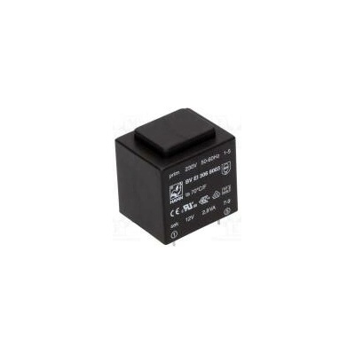 Transformátor zalévaný 2,8VA 230VAC 12V 233mA PCB 135g