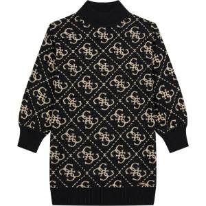 Guess Трикотажна рокля в черно за момиче с щампи Guess