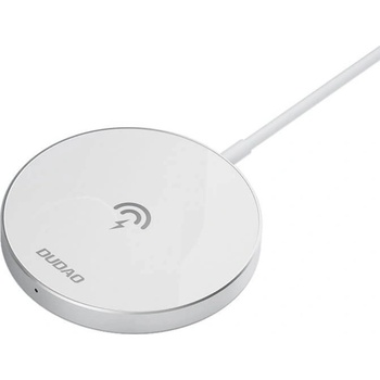 Dudao USB-C Magnetic Wireless Qi Charger 15W - поставка (пад) за безжично зареждане за iPhone с Magsafe (бял)