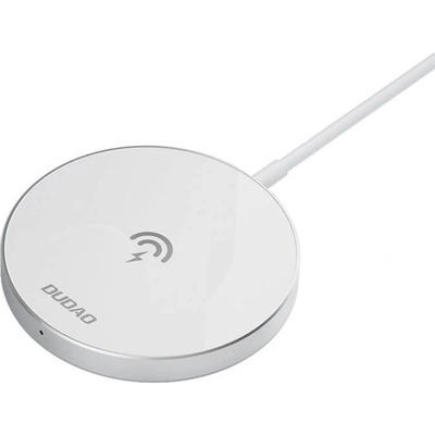 Dudao USB-C Magnetic Wireless Qi Charger 15W - поставка (пад) за безжично зареждане за iPhone с Magsafe (бял)