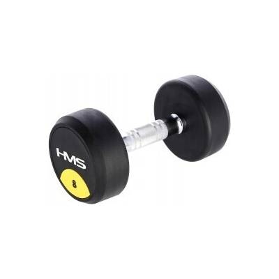 HMS HG Pro Oceľová pogumovaná tréningová jednoručná činka okrúhla 8 kg