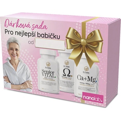 Dr. Swiss DARČEKOVÁ SADA Vitamíny pre Babičku Senior VITAL 100 kapsúl + Omega 3-6-9 100 kapsúl + Horčík + Vápnik 100 kapsúl