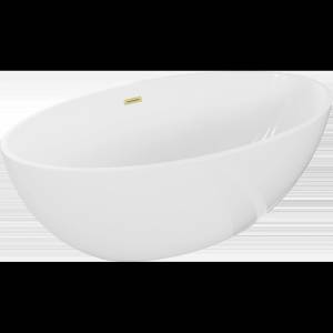 Mexen Nike свободностояща вана 175 x 100 см, бяла, със златисто четкан преливник - 54071751000-55 (54071751000-55)