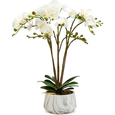 GLOBIZ Umělá orchidej 58cm - bílá