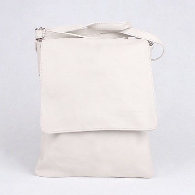 Středně velká kožená crossbody kabelka no. 88 béžová