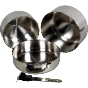 BasicNature Комплект съд Basic nature Biwak Edelstahl 1 Kochset Pot - Metallic - размер 1, 1 + 1, 8 l (532-0254-0111)