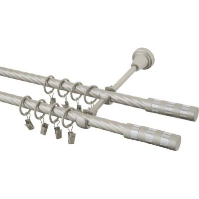 GARNÝŽE-HEBR Garnýž kroucená Sigma double chrom mat dvojitá 170 cm
