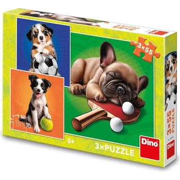 Dino - Puzzle 3x55 Psí športovci - 40 - 99 piese