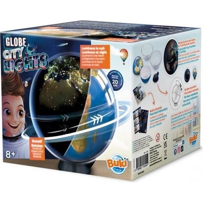 Buki France Образователна играчка, Buki France, Светещ въртящ се глобус 2 в 1, 20 см (BK7347)