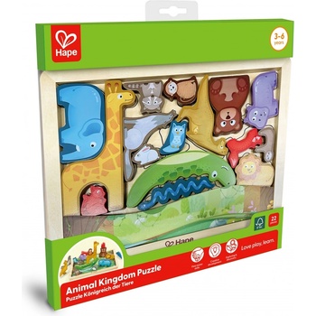 Hape Дървен пъзел Hape - Царството на животните, 22 части (H1656)