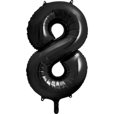 PartyDeco Fóliový balón číslo 8 čierny 86 cm