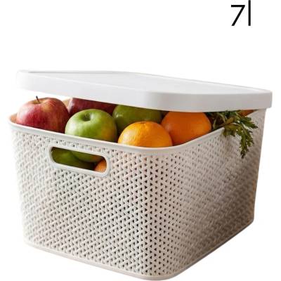 Altom Multifunkčný kôš s vekom, úložný box s vekom 7 l biely