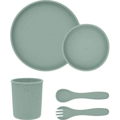 KikkaBoo Jedálenská sada Platinum Silicone Sage 5 dielna
