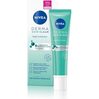 Nivea Derma Skin Clear Night Exfoliator - Нощен крем за лице с ексфолиращо действие 40мл