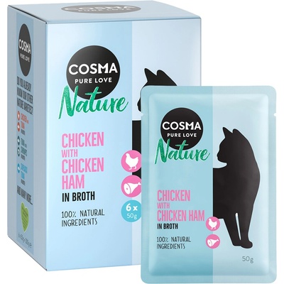 Cosma Nature kapsičky kuře & kuřecí šunka 6 x 50 g