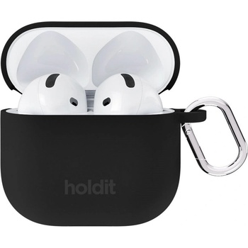 Holdit Калъф за слушалки Holdit - Silicone Case Solid, AirPods 4, Black (7330985172199)