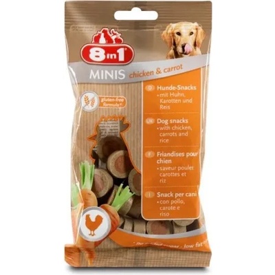 8in1 8in1 Minis Chicken and Carrot - деликатесно лакомство с пилешко месо и моркови за кучета 100 гр