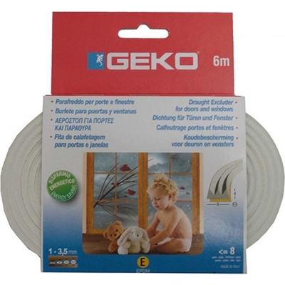 GEKO - Těsnění do oken samolepící EPDM guma E-profil 9x4mm/ 6m - bílé – Zbozi.Blesk.cz