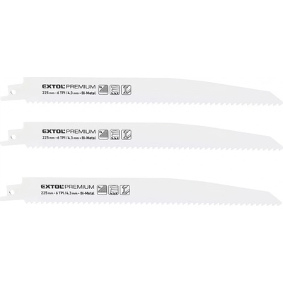 Extol Premium plátky do pily ocasky 3ks, 225x22x1,6mm, Bi-metal
