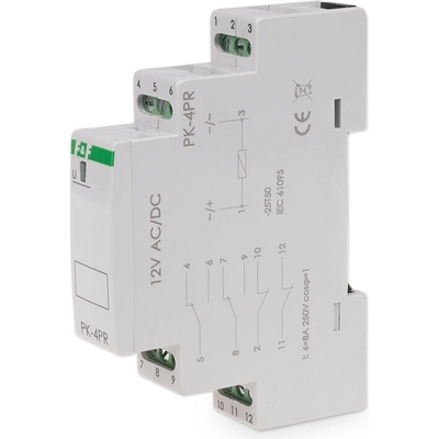 PK-4P/12PR - Elektromagnetické pomocné relé, 12V, 8A, 2x NO/NC + 2x NO