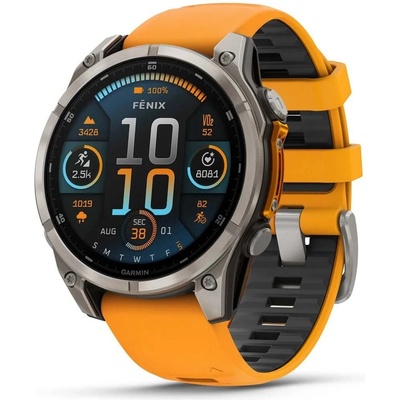 Garmin Fenix 8 AMOLED 47mm Sapphire Titanium Graphite/Orange 010-02904-11 – Zboží Živě