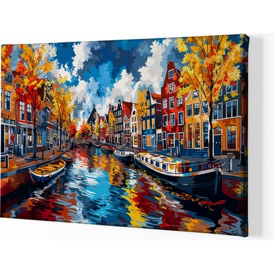 Obraz na plátně -Zlatým listopadem v Amsterdamu FeelHappy.cz Velikost obrazu (šířka x výška): 210 x 140 cm