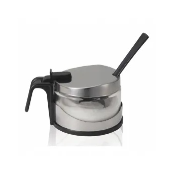 Image 1 of Horecano Стъклена захарница 200мл черна - хром (409a) (010651)