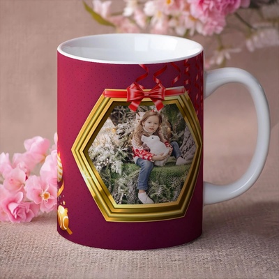 Art gift Коледна чаша с 2 снимки