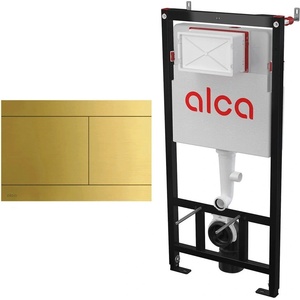 Alcadrain Комплект тоалетно казанче с вградена рамка Alca AM101/1120 и месингов бутон за активиране FUN-BRASS (AM101/1120+FUN-BRASS)