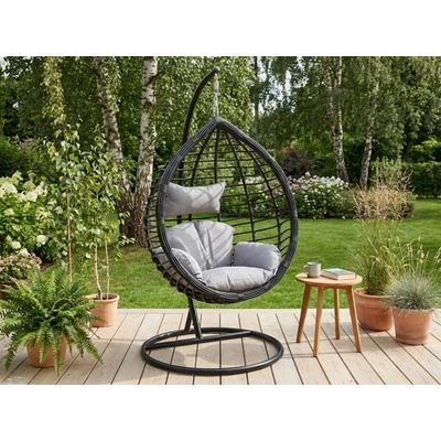 Textilomanie Závěsné křeslo TARINO se stojanem černé/šedý polštář – Zboží Dáma