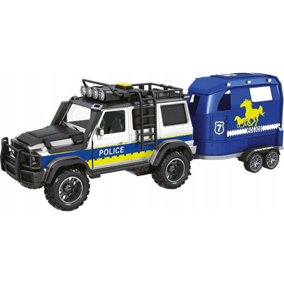 Sparkys Policejní auto s přívěsem a koněm 1:14