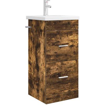 vidaXL Баня с мивка Опушен дъб 42 x 40 x 84, 5 см Инженерна дървесина (890700)