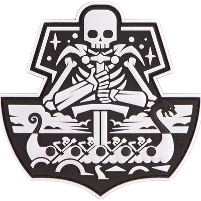 Gumová nášivka Jackets to Go Ghost Ship Skull - biela