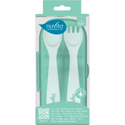 8477 Nuvita комплект вилица и лъжица в кутия COOL GREEN (5350555015864)