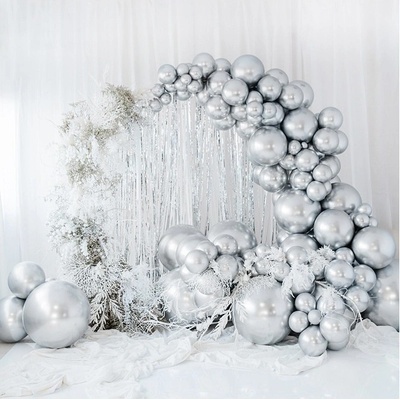 Party Deco OLBOM G 018 Gigantický balón Glossy metalický 60cm Strieborná
