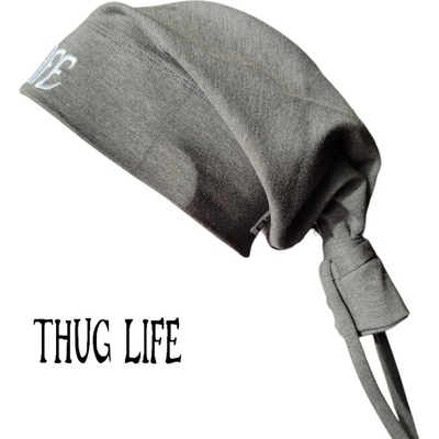 Street Knowledge Бийни шапка в тъмносиво с бродерия Thug life Beanie Street KnowledgeSK-0068 - Тъмносив, размер L/XL