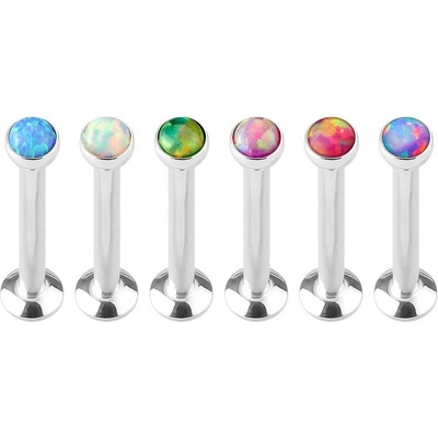 Šperky4U piercing do brady labreta bílý opál LB1020-OP17