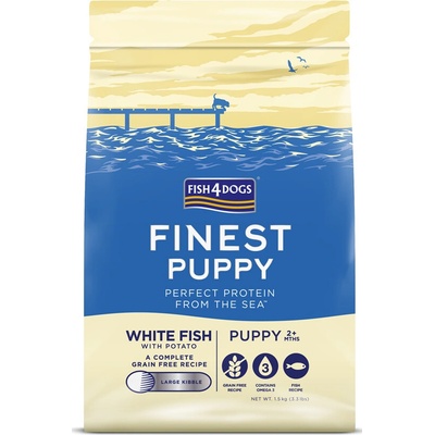Fish4Dogs velké pre štěňátka Finest biela ryba s bramborami 1,5 kg