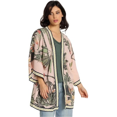 LOIS JEANS Дънки Lois jeans 10978 3/4 sleeve kimono - Beige / Pink (Tropical Print)