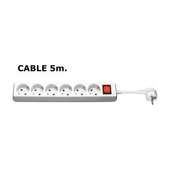 MicroConnect 6-way Schuko Power Strip 5M With ON/OF switch and child protection, cable diameter : H05VV-F 3G1.5MM2