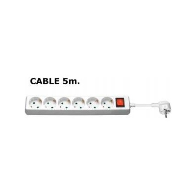 MicroConnect 6-way Schuko Power Strip 5M With ON/OF switch and child protection, cable diameter : H05VV-F 3G1.5MM2