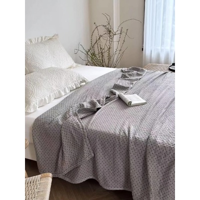 Takoy Přehoz na postel 200x230 šedý s puntíky-HT-00191 | 200 x 230 cm