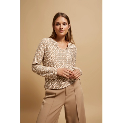 Moodo Перлена блуза с щампа и V-образно деколте Moodo Moodo | Byal | ЖЕНИ | 38