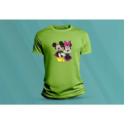 Sandratex dětské bavlněné tričko Mickey a Minnie. lime