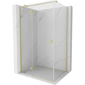 Mexen Mist-H T лява окачена душ кабина 90 x 95 см, прозрачна, злато четкано - 8A5T-090-095-55-00-L (8A5T-090-095-55-00-L)