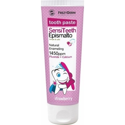 Frezyderm Детска паста за зъби срещу кариеси с Флуор и Калций, Frezyderm SensiTeeth Epismalto Toothpaste Strawberry 1450ppm For Enamel 50ml