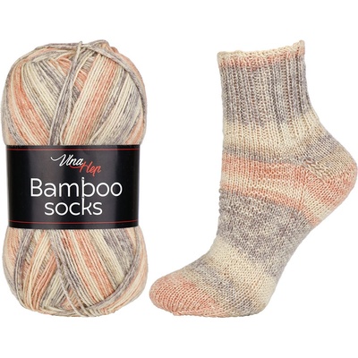 Vlna-hep Příze Bamboo socks - vlněná ponožková s bambusem Bamboo socks: Melír 7905