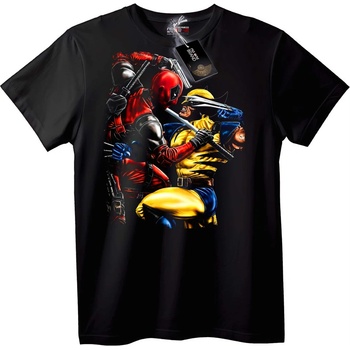 NOONEBRAND Тениска Deadpool срещу Wolverine - 2XL, Black
